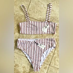 WeWoreWhat Red White Striped Bikini